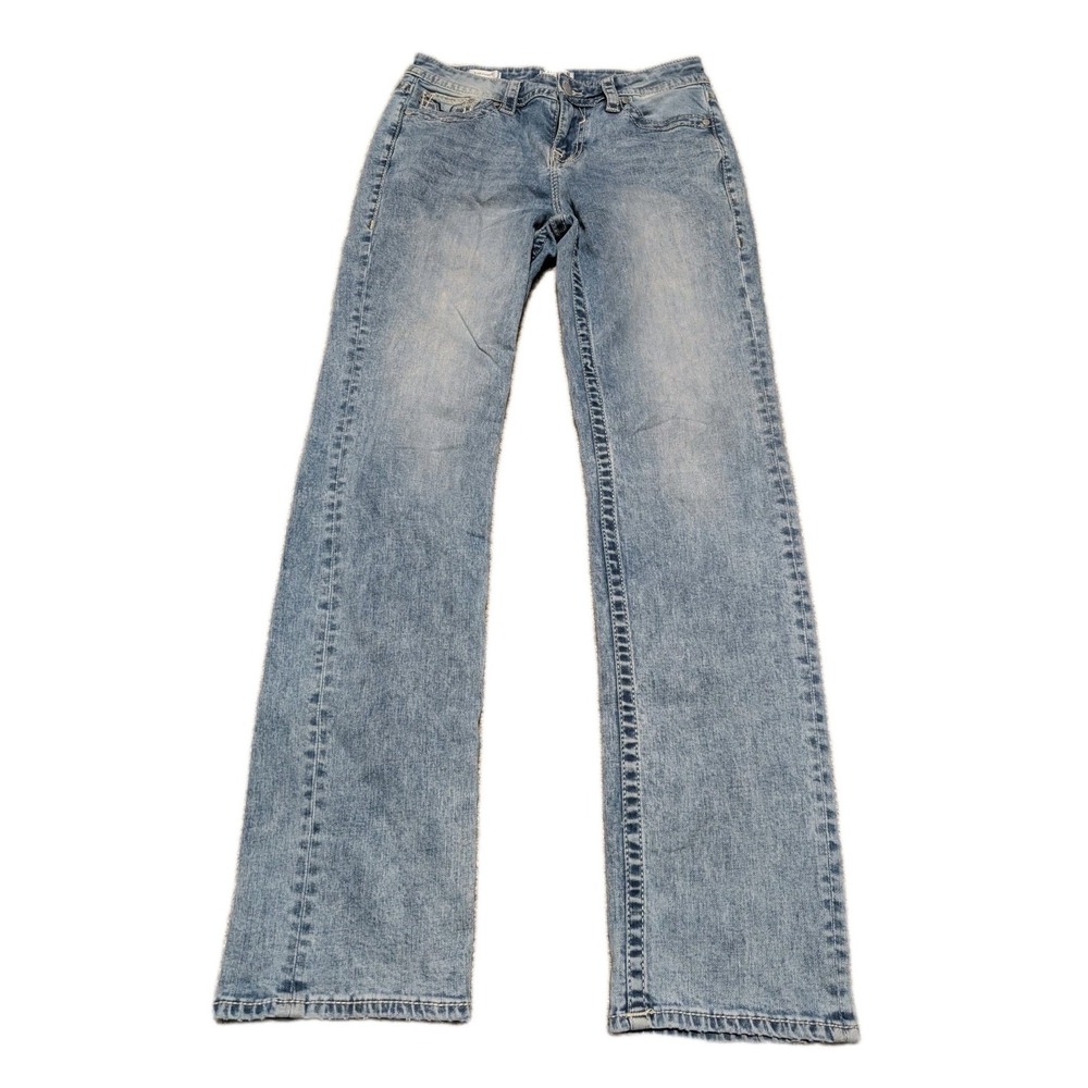 Vigoss Jeans Womens Jeans Size 10 30x33  Distressed Straight Mid Y2K Embroidered